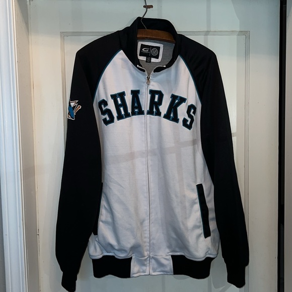 90s G-III Sports NHL San Jose Sharks hockey zip up lined sweatshirt large - Picture 1 of 13
